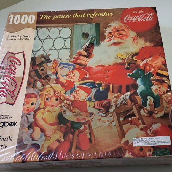 Santa Claus Christmas Jigsaw Puzzle Coca/Cola Springbok 1000 PC Unopened Vintage - Picture 2 of 5